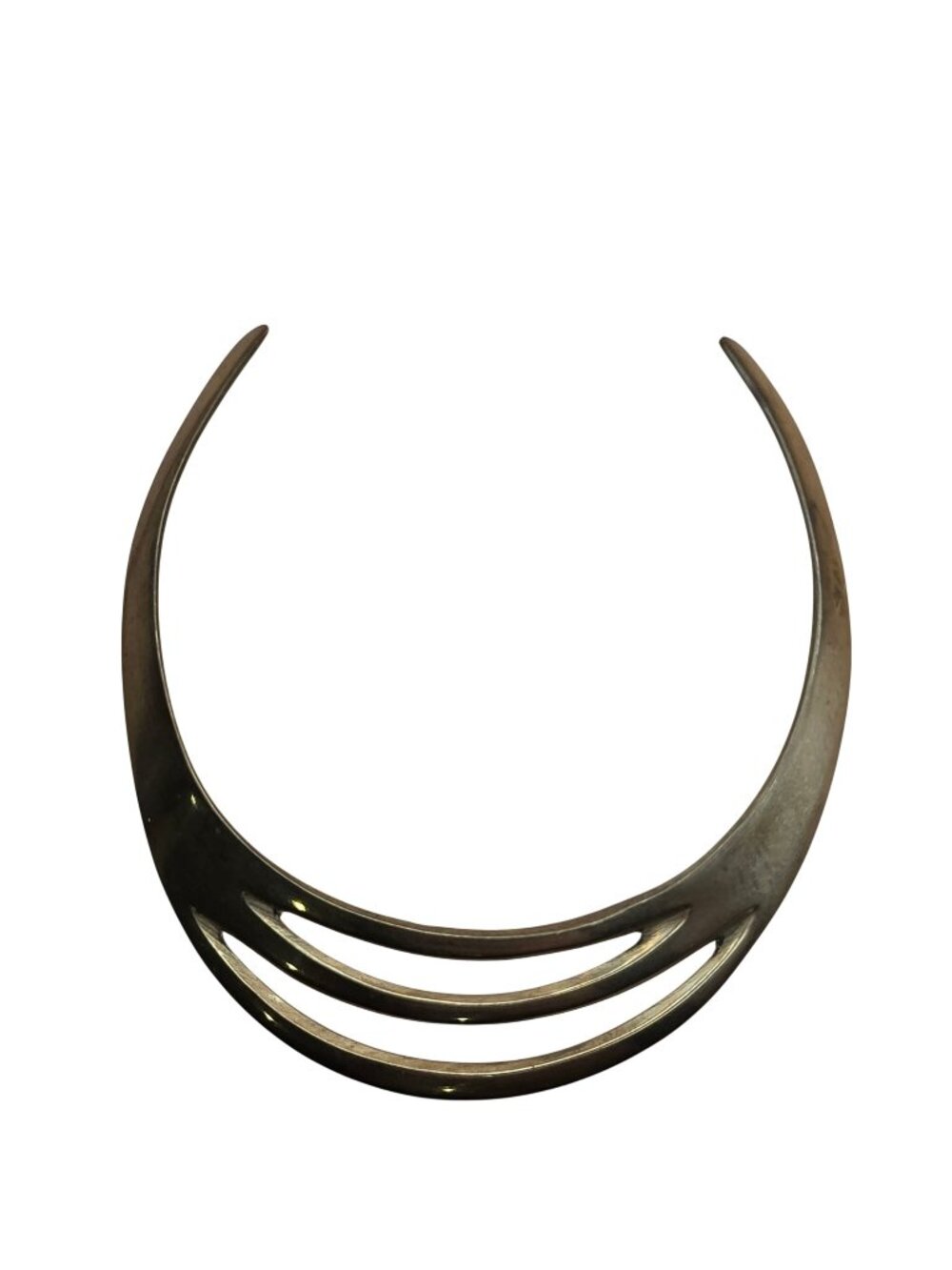 Brass Crescent Moon Collar Torc Necklace Celestial Statement Boho Festival